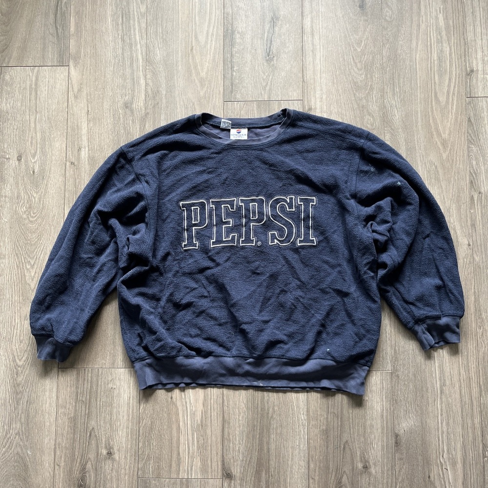 VTG Pepsi Sweatshirt Mens XL Blue Embroidered Logo